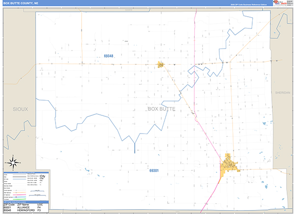 Box Butte County, NE Zip Code Map